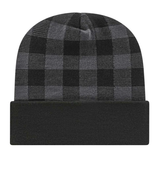 Custom Unisex Plaid Beanie with Cuff