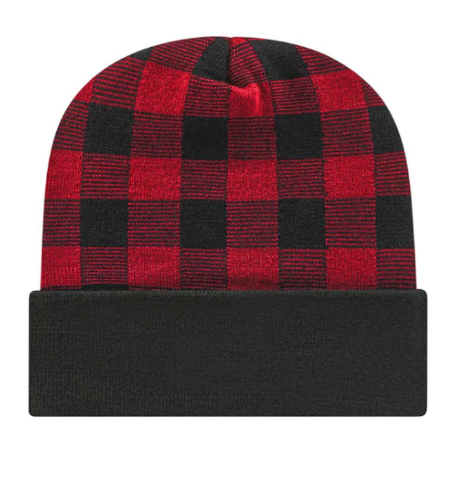 Custom Unisex Plaid Beanie with Cuff