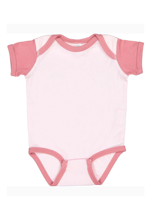 Custom Infant Baby Rib Bodysuit Onsie Pink/Red