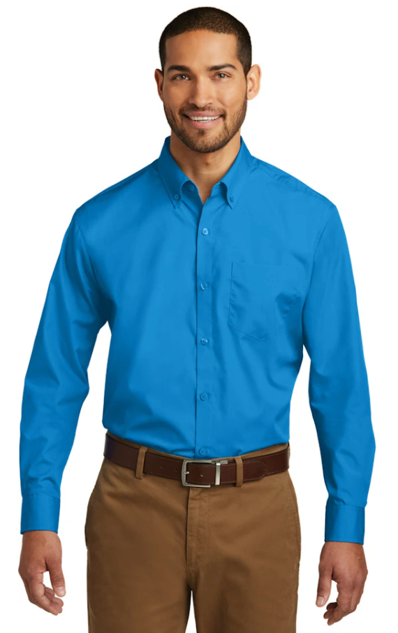 Men's Long Sleeve Carefree Poplin Shirt