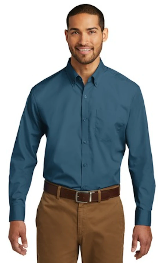 Men's Long Sleeve Carefree Poplin Shirt