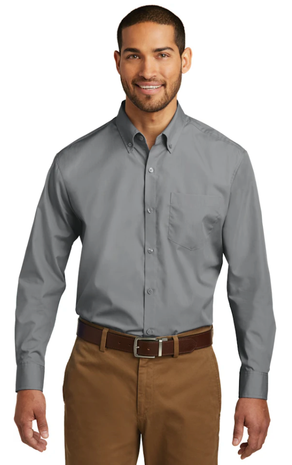 Men's Long Sleeve Carefree Poplin Shirt