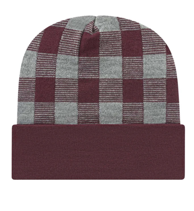 Custom Unisex Plaid Beanie with Cuff