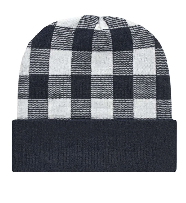 Custom Unisex Plaid Beanie with Cuff