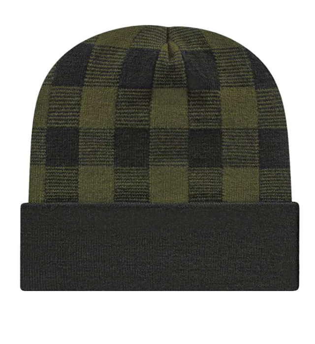 Custom Unisex Plaid Beanie with Cuff