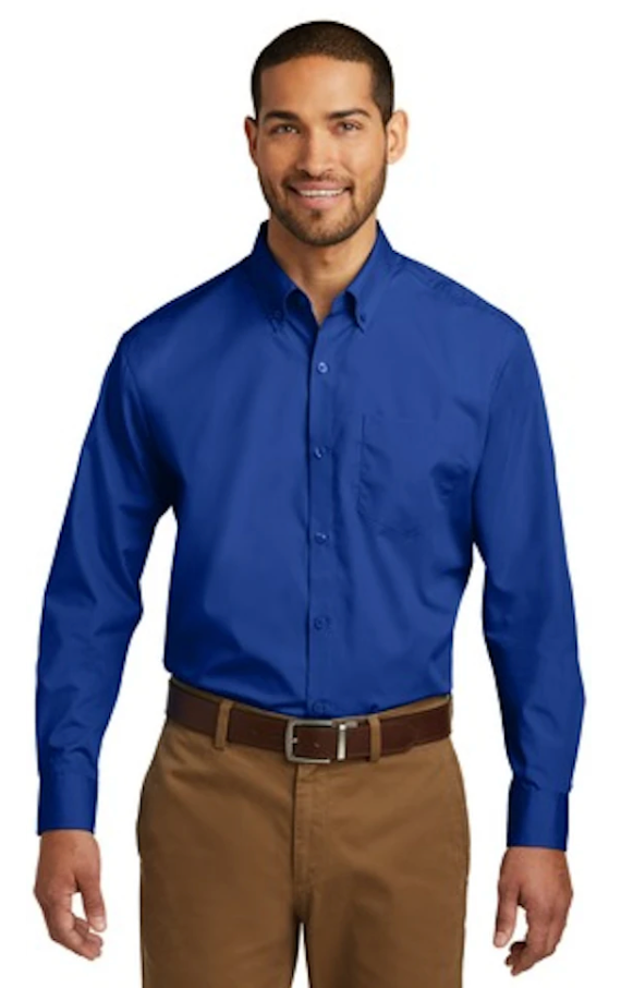 Men's Long Sleeve Carefree Poplin Shirt