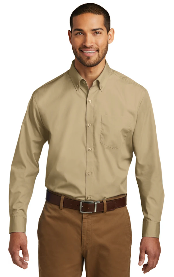 Men's Long Sleeve Carefree Poplin Shirt