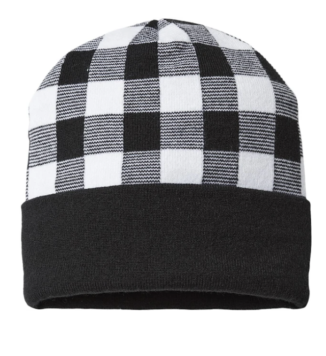 Custom Unisex Plaid Beanie with Cuff